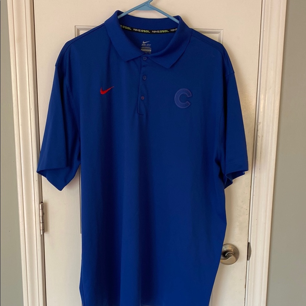 Nike Blue Polo Shirt Premium Cotton Blend Chicago Cubs Baseball